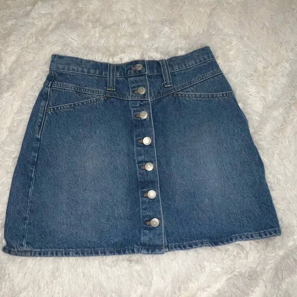 Madewell “Stretch Denim A-Line” Button Up Skirt size 27 - Picture 1 of 4